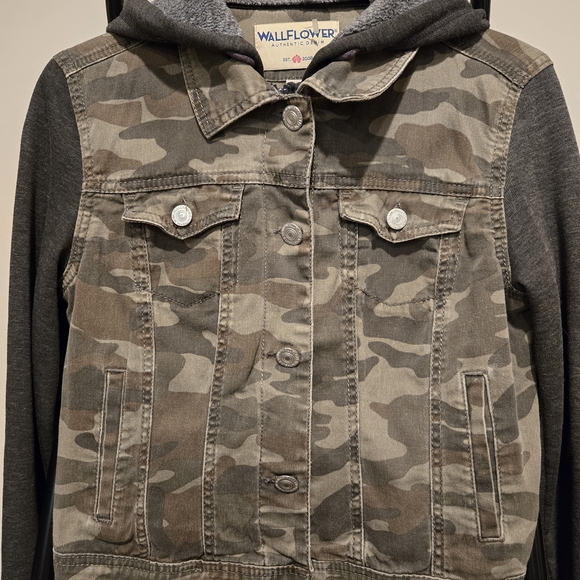 Wallflower Camouflage and Dark Gray Jean Jacket - Picture 2 of 5